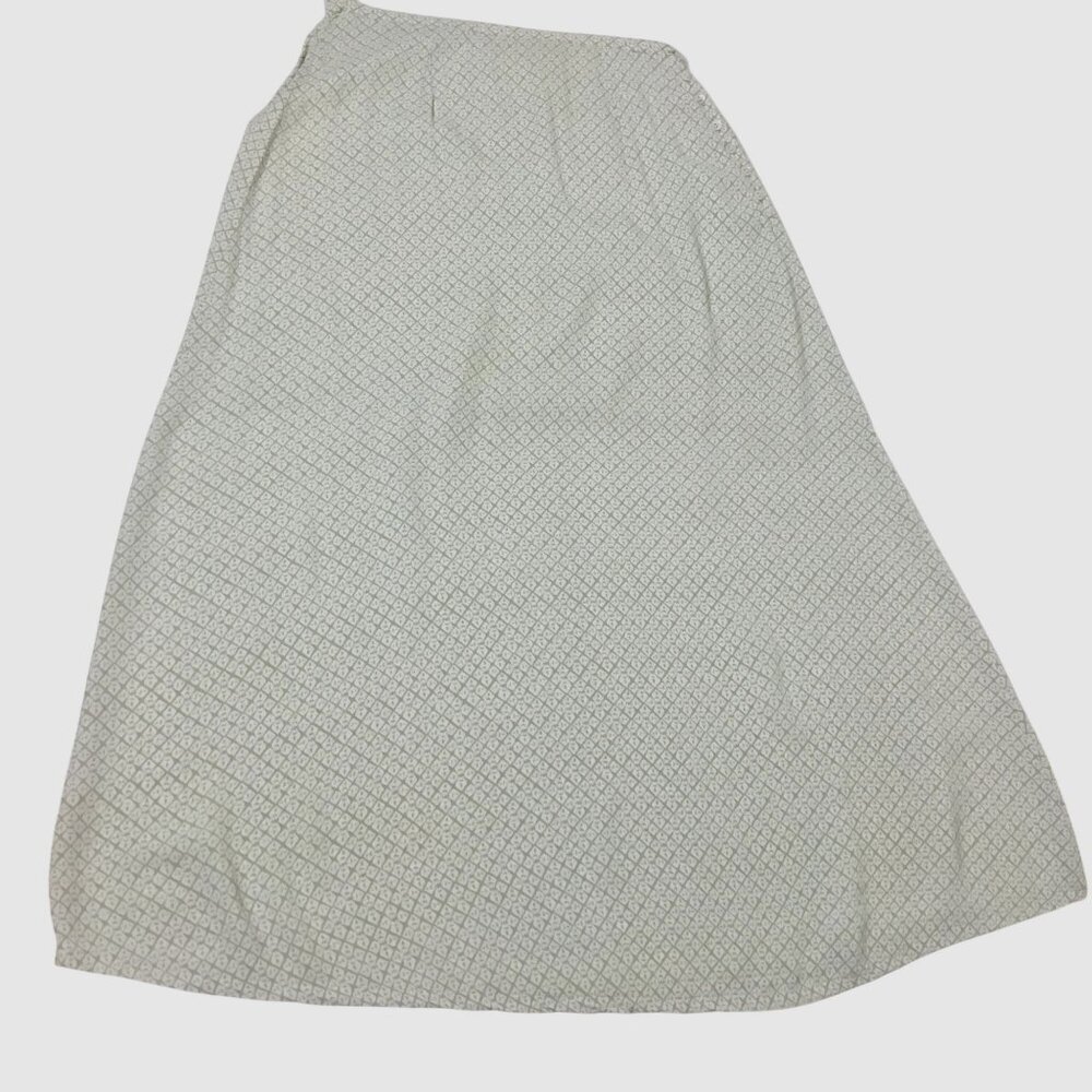 PUTUMAYO Green White Geometric Global Boho Maxi Skirt Pearl Button Side Sz S
